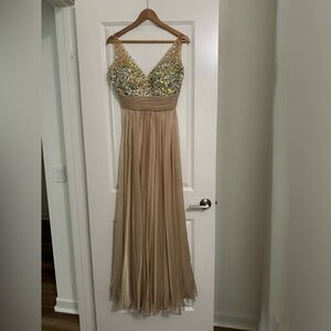 La Femme Gown - Tan with Gems - Size 8